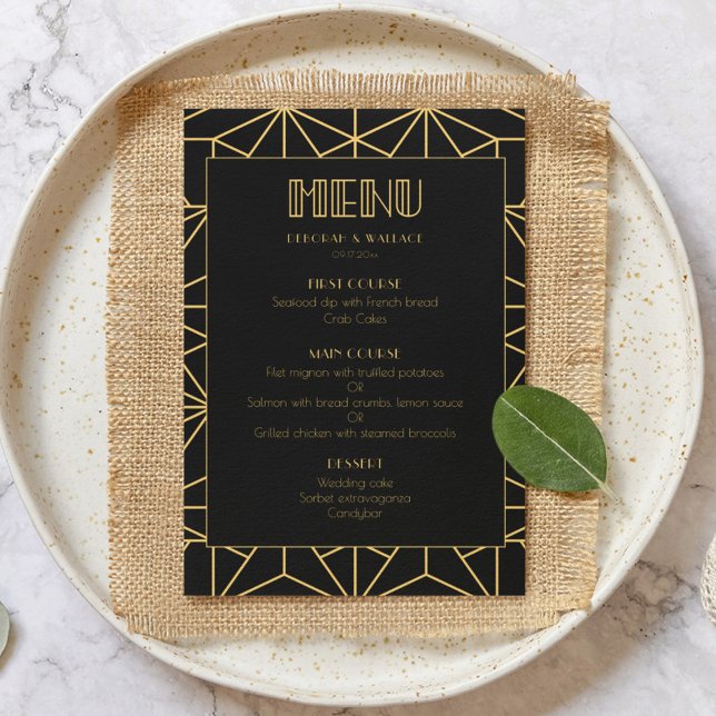 Vintage 1920s art deco geometric wedding menu (Creator Uploaded)