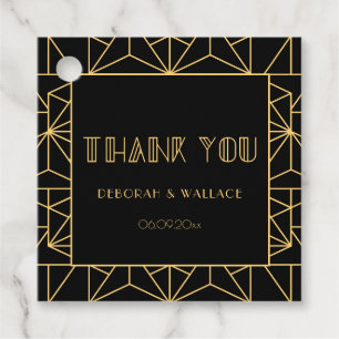 Vintage 1920s art deco geometric wedding Thank you Favour Tags