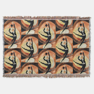 Vintage 1920s Art Deco Male Dancer Top Hat Throw Blanket