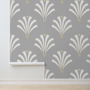 Vintage 1920s Art Deco Palmetto Leaves Wallpaper