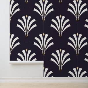 Vintage 1920s Art Deco Palmetto Leaves Wallpaper