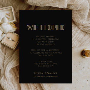 Vintage 1920s art deco simple We eloped card