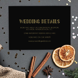 Vintage 1920s art deco simple wedding details card