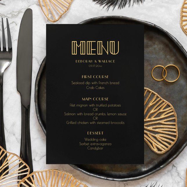 Vintage 1920s art deco simple wedding menu (Creator Uploaded)