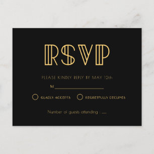 Vintage 1920s art deco simple wedding RSVP Postcard