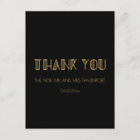 Vintage 1920s art deco simple wedding thank you