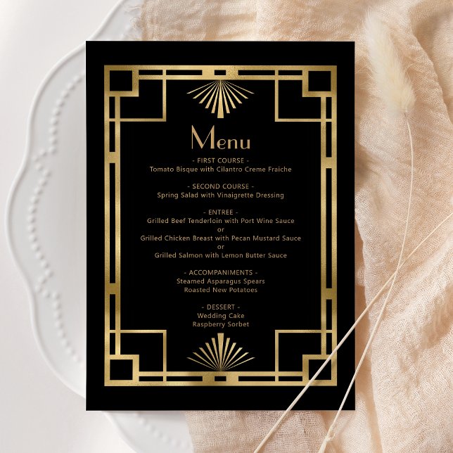 Vintage 1920s Black Gold Deco Frame Wedding Menu (Creator Uploaded)
