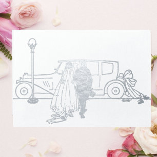 Vintage 1920s Bride & Groom Wedding  Foil Card