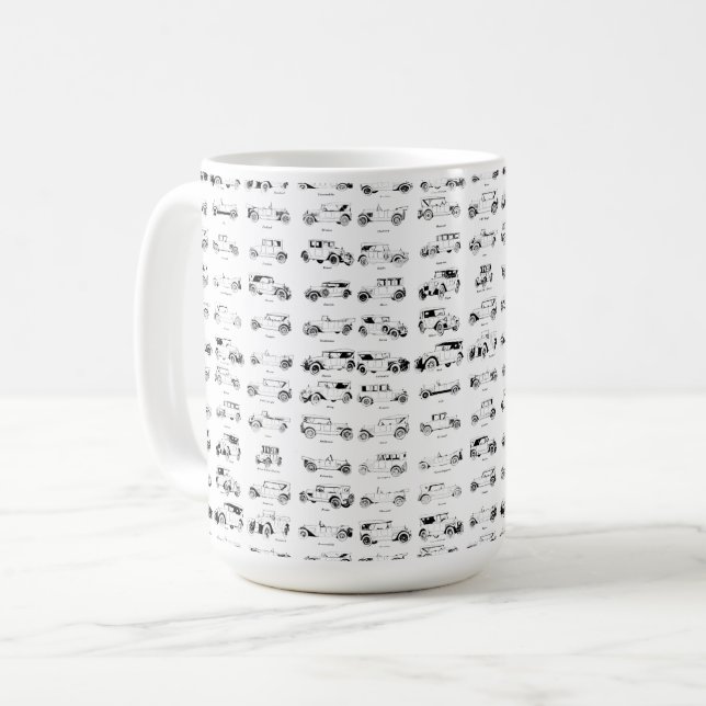 Vintage 1920's Car Automobile Art Pattern Coffee Mug (Front Left)