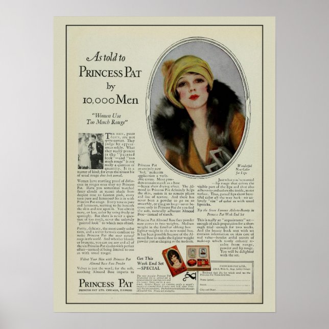 Vintage 1920s cosmetics magazine ad poster (Front)