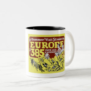 VINTAGE 1920s CRUISE TO EUROPE AD Two-Tone Coffee Mug