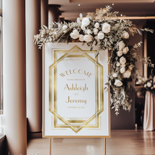 Vintage 1920s Deco 20x30 White Gold Wedding Poster