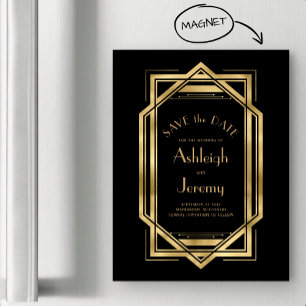 Vintage 1920s Deco Black Gold Save the Date