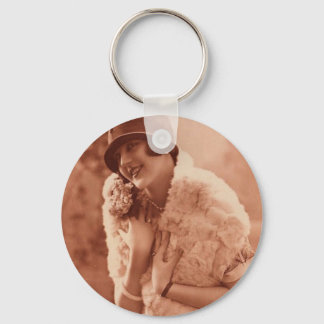 Vintage 1920s Flapper Girl Key Ring
