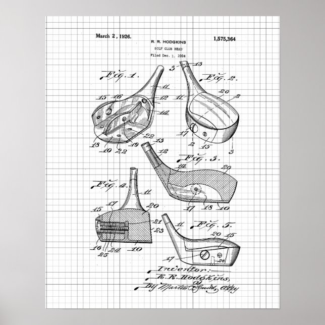 Vintage 1920s Golf Club Illustration Poster (Front)