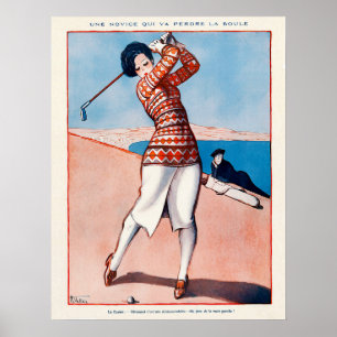 Vintage 1920's Golf Watercolor Print
