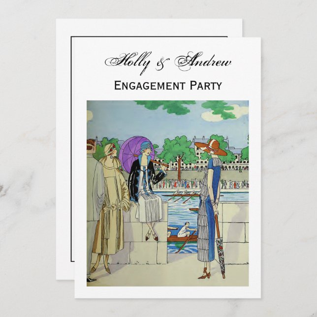 Vintage 1920s Ladies at Crew Race Regatta Invitation (Front/Back)