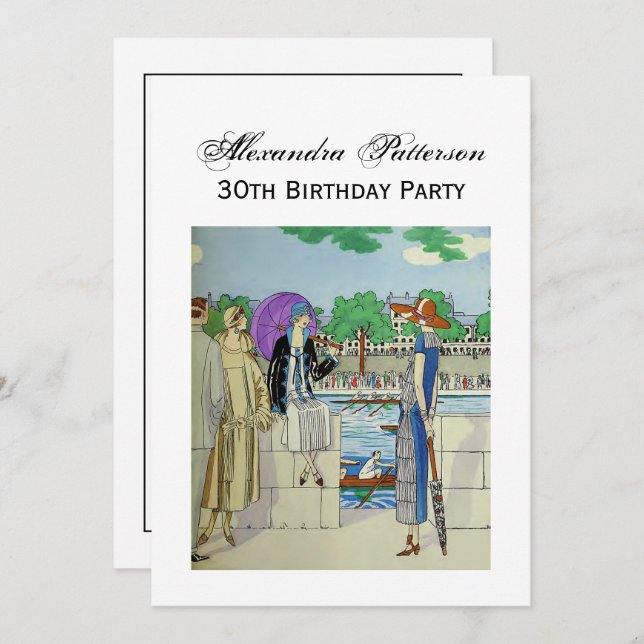 Vintage 1920s Ladies at Crew Race Regatta Invitation (Front/Back)