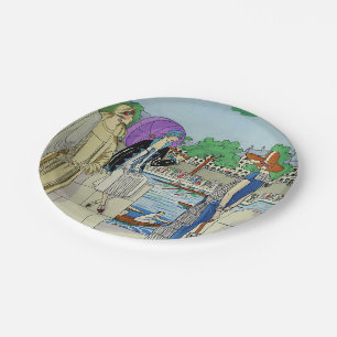 Vintage 1920s Ladies at Crew Race Regatta Paper Plate