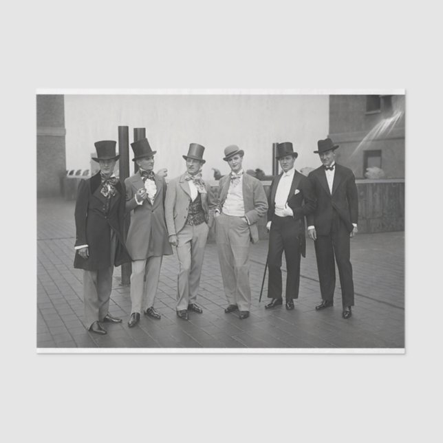 Vintage 1920s Men in Top Hats Tissue Paper (Front)