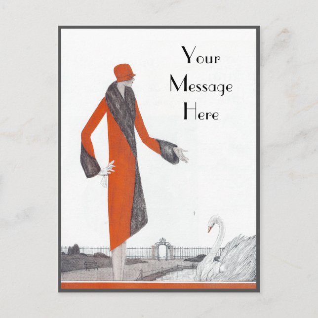 Vintage 1920's Red Coat Postcard (Front)