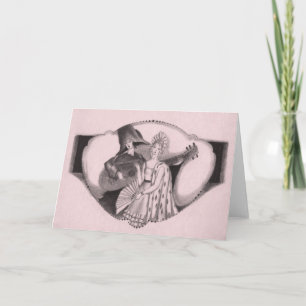 Vintage 1920's Retro Deco Flamenco Valentine Holiday Card