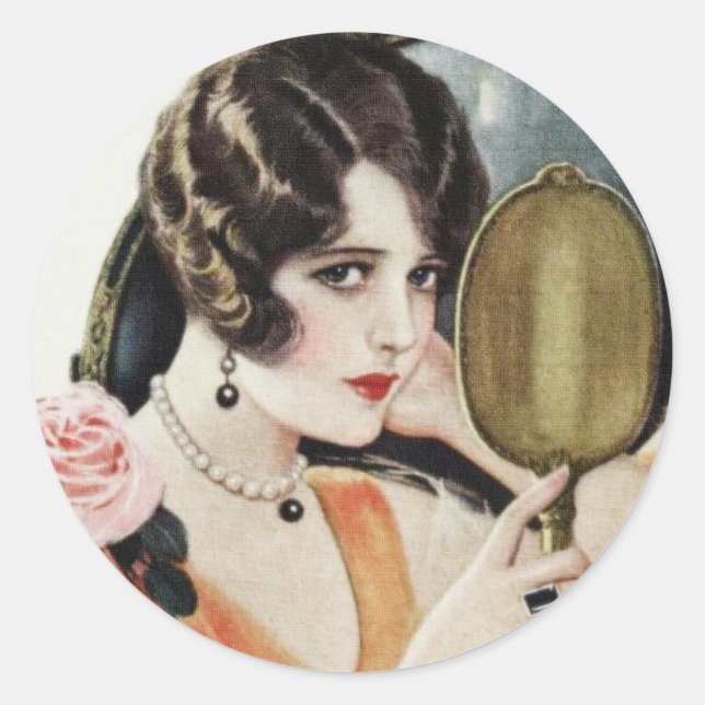 Vintage 1920s Woman Classic Round Sticker (Front)