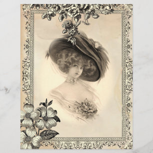 Vintage 1920's Woman with Hat Scrapbook Paper