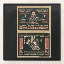  Vintage 1921 2 Mark Notgeld Banknote Glass Coaste