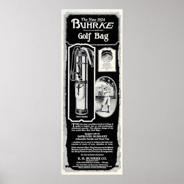 Vintage 1924 Golf Equipment Print (Front)