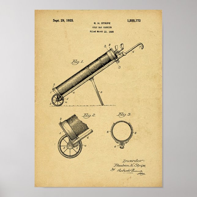 Vintage 1925 Golf Bag Carrier Print (Front)