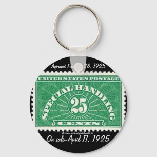 "Vintage-'1925-Special Handling' postage stamp" Key Ring