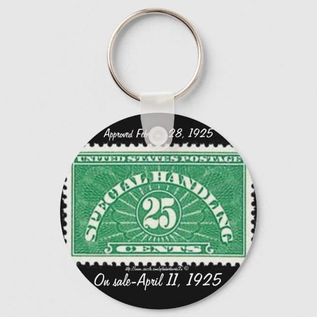 "Vintage-'1925-Special Handling' postage stamp" Key Ring (Front)