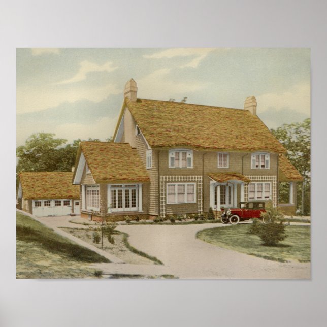 Vintage 1927 House Design Print Exterior (Front)