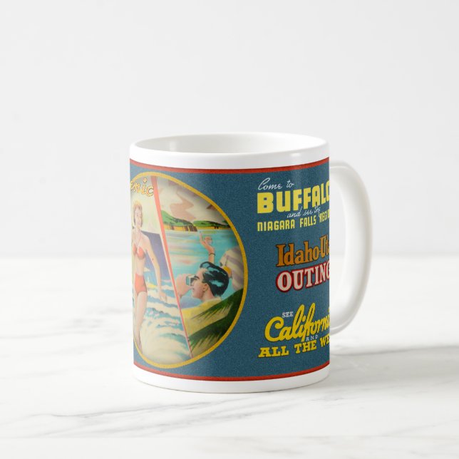 VINTAGE 1930-40s TRAVEL USA THEME Coffee Mug (Front Right)