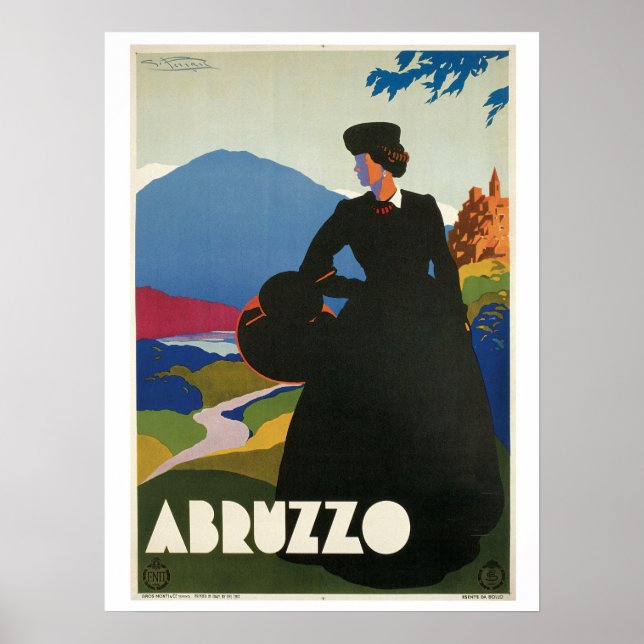 Vintage 1930 Abruzzo Italian travel ad Poster (Front)