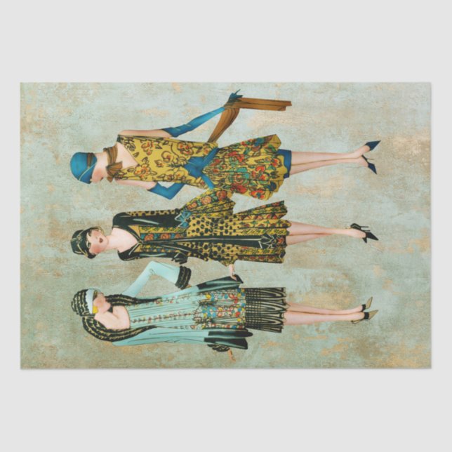 Vintage 1930's Fashion Illustration Tissue Paper (Front)