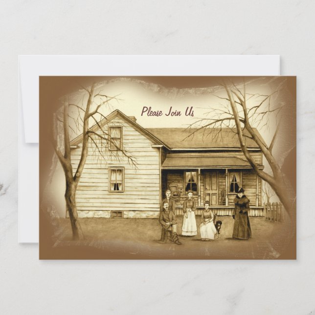 Vintage 1930s Home and Family: Invitation: Sepia Invitation (Front)