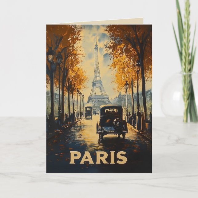Vintage 1930s Paris Travel Poster Eiffel Tower Invitation (Front)
