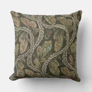 Vintage 1930s Textile Peacock Lace Pattern Cushion