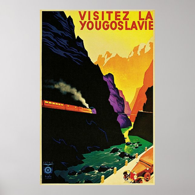 Vintage 1930s Visit Yugoslavia Tourist Travel Art Poster (Front)