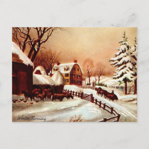 Vintage 1930s Winter Country Scene Postcard