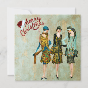 Vintage 1930's Women Christmas Greeting Holiday Card