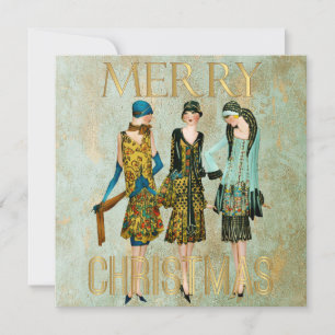 Vintage 1930's Women Christmas Greeting Holiday Card