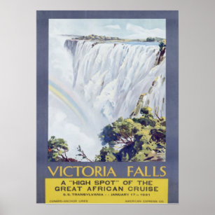 Vintage 1931 Cunard Line Victoria Falls Travel Poster