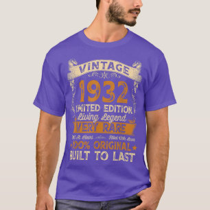 Vintage 1932 90th Birthday Gift 90 Years Old Limit T-Shirt