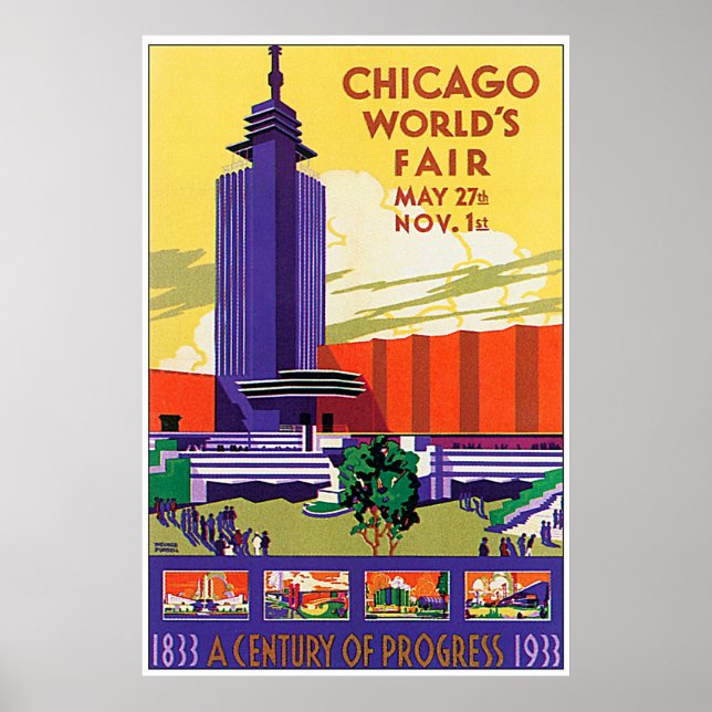 Vintage 1933 Chicago Worlds Fair Poster (Front)