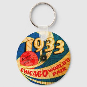 Vintage 1933 World's Fair Century Progress Ad Art Key Ring
