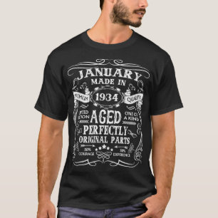 Vintage 1934 January Made in 1934 90th Birthday 90 T-Shirt