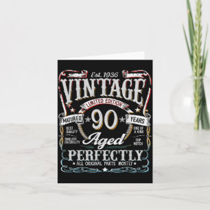 Vintage 1936 90th Birthday Gift Men Women 90 Year Card
